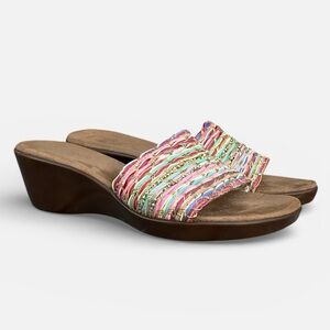 A2 by Aerosoles Say Yes Wedge Slide Sandal in Woven Multicolor Size 10